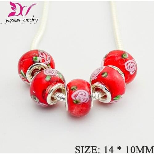 HOT Wholesale Lampwork Glass Charms Beads European Jewelry Loose Beads Fashion Bracelet Bead bisuteria para manualidades TK063
