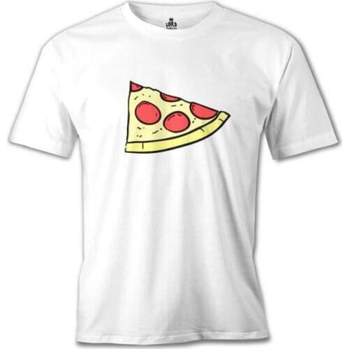 Slice Pizza White Men Women Unisex Tshirt High Quality Famous Turkish Fabric and Textile T-shirt Manufacture Printed T-shirt