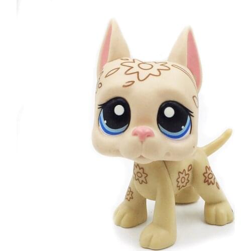 LPS CAT pet shop toys rare original GREAT DANE Dog MINI Deco Dog Art Flowers Tattoo With Blue Eyes Christmas gifts