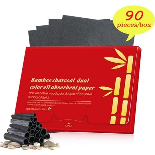 MeiYanQiong 90pcs Bamboo Charcoal Oil Absorbent Paper Face Cleanser Deep Treatment Beauty Oil Absorbing Sheets TSLM2