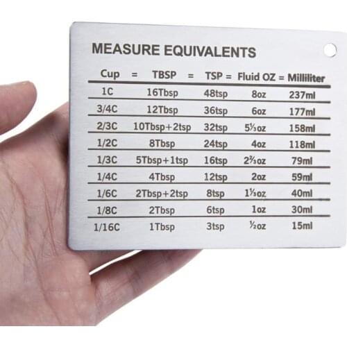 Measuring Cups Conversion Chart Refrigerator Magnetic Mount for Kitchen Baking