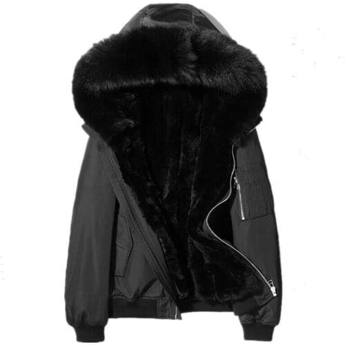 Mens Winter Jacket Real Fur Coat Real Rabbit Fur Liner Parka Men Clothes 2020 Men Fox Fur Collar Wam Jackets L18-6700 MY1654