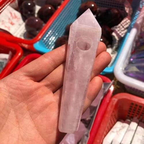 Natural Quartz Crystal Pipe Smoking Tube Dream Amethyst Point Rod Treatment Gem Cigarette Pipe For Man Gifts