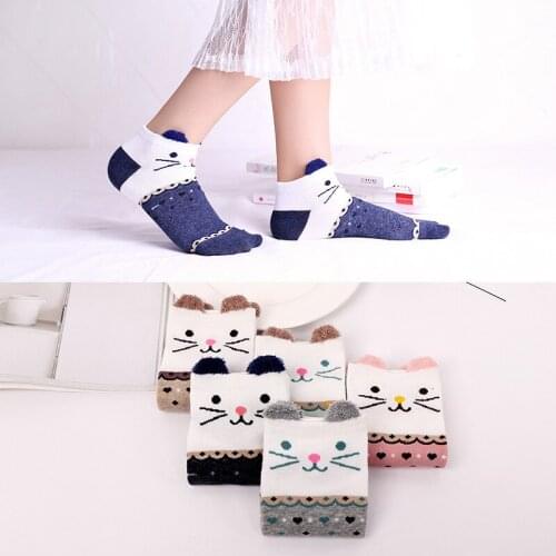 Spring and Autumn Fashion Womens Cotton Socks Funny Cartoon Animal Dog Cute Girl Happy Funny SOCKS 5 Pairs Novelty Socks