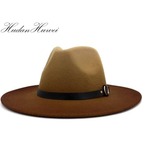 New Fashion Painted Woolen Jazz Fedora Hat Holiday Travel Wide Brim Flat Fedora Hat New Caps