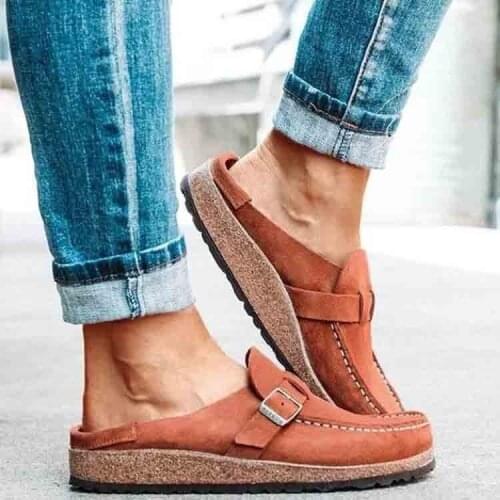 Autumn new Baotou half drag womens cross border large retro wish foreign trade lazy shoes stand alone