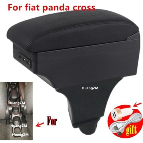 For fiat panda cross 4x4 Armrest Box Center Storage box car accessories Interior with USB LED