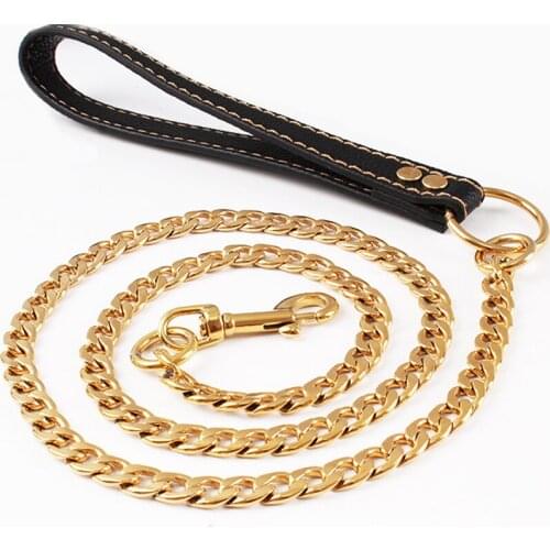 Black Gold Silver Stainless Steel Dog Leash Heavy Duty Training Rope Metal Pet Dog Chain for Large Dogs Pugs Pitbull Accessories