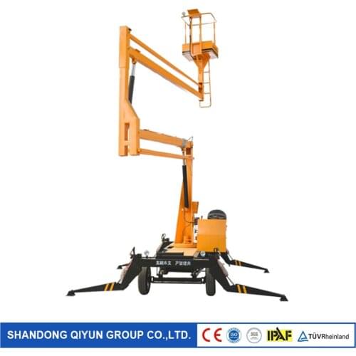 Qiyun Electric towable telescopic articulated boom lift for sale towable self propelled articulated boom lift QYQB-10 height 10m