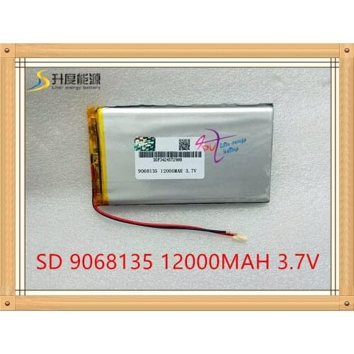 Size 9068135 3.7V 12000mAh Lithium polymer Battery with Protection Board For Tablet PCs Free Shipping