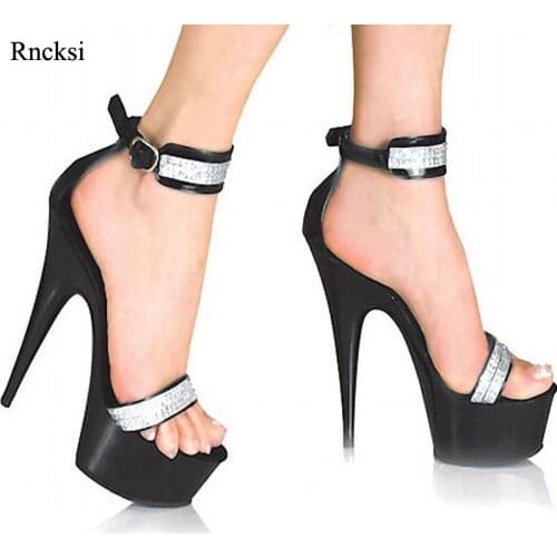 Rncksi new transparent waterproof platform 15cm hollow-out high-heeled sandals for spring and summer Party Dance Shoes