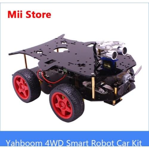 Yahboom 4WD Smart Robot Car Kit with Ultrasonic infrared and tracking sensor for student DIY experiment