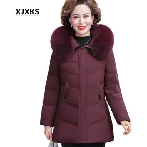 Женские модные пуховики XJXKS China At AliExpress