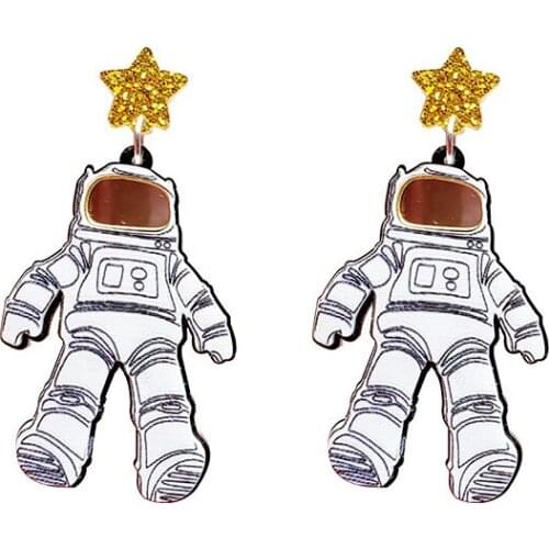 Fun personality astronaut earrings winter fun villain earrings stars