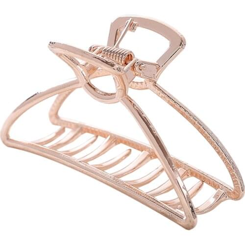 Hair Claw Clamps Girls Hair Crab Metal Hair Claw Clip Non Slip Geometric Hollow Hair Claw Hair Catch Barrette