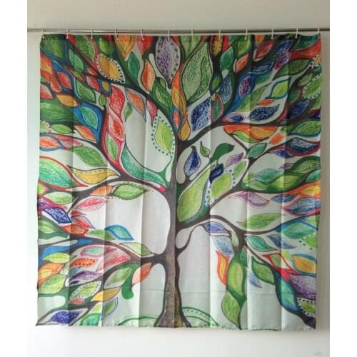 Polyester Bathroom Shower Curtain Bath Curtains For Home Colorful Tree Pattern Waterproof Fabric Cortinas
