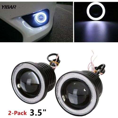 1* 3.5" Angel Eyes LED Fog Light Car SUV Universal White Driving Head Lamp 12V