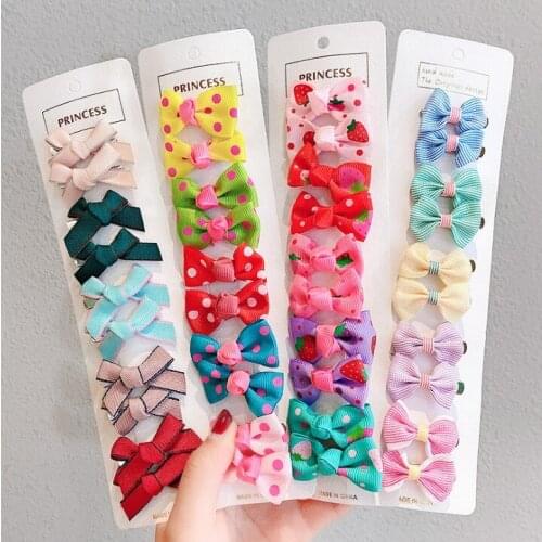 10PCS New Cute Creative Classic All-match Bowknot Girl Hair Clips Kids Hairpins Children Hair Accessories Princess Headwear