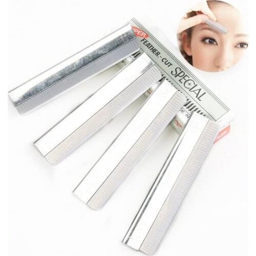 100 pcs/box Stainless Steel Eyebrow Trimming Knife Hair Removal Blade Knife Tattoo Scraper Eyebrow shaping Shaver Makeup Tool