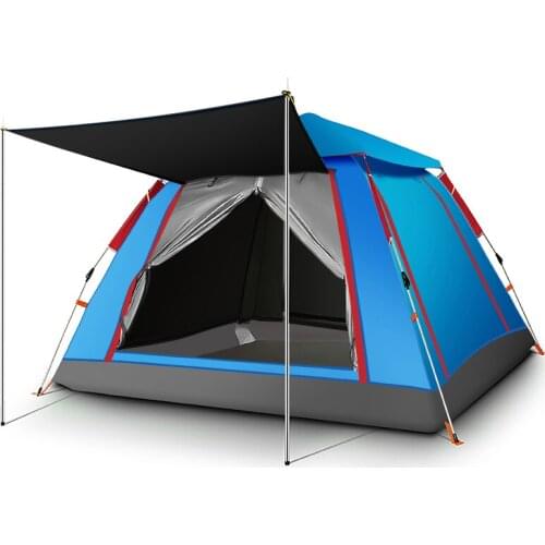 210T Vinyl Sunscreen Wild Thickened Rainproof Automatic Camping 4-person Travel Tent Dimensional Ventilation Four Seasons Tents