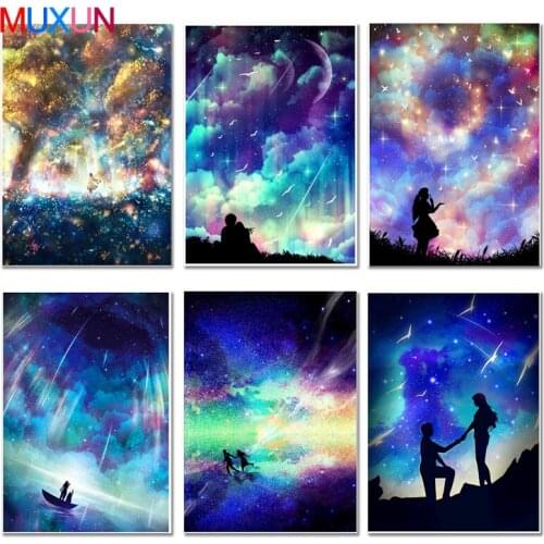 5D Diy Starry Sky Special Shaped Diamond Painting Landscape Couples Full Diamond Embroidery Landscape Diamond Mosaic Gifts Er054
