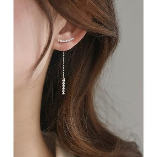 925 Sterling Silver Drop Earrings for Women Long Tassel Box Chain Earrings Sweet Jewelry