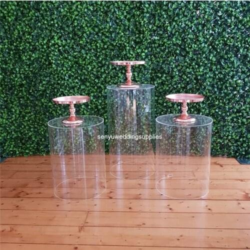 3pcs/set )Acrylic Circular Cylindrical Base Displays Art Decoration Plate Column DIY Wedding Decoration, Festival Party seny1401