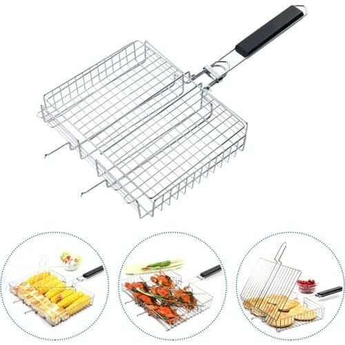 BBQ Non-Stick Grilling Basket Grill Mesh Mat Meat Vegetable Steak Roast Fish Grill Rack Heat Resistant Sheet Liner BBQ Tools