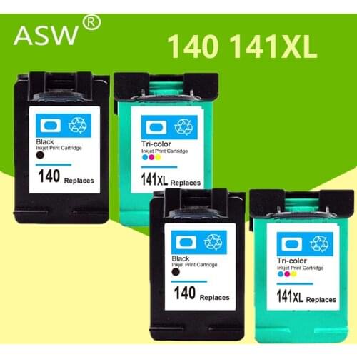 ASW 4PK 140XL 141XL Ink Cartridge Replacement for HP 140 141 for HP Photosmart C4283 C4583 C4483 C5283 D5363 printer