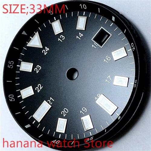 No BLIGER logo dial premium watch parts black dial mens watch night dial, suitable for MH35 36 Miyota-DG-2813-3804 ETA2836-2824