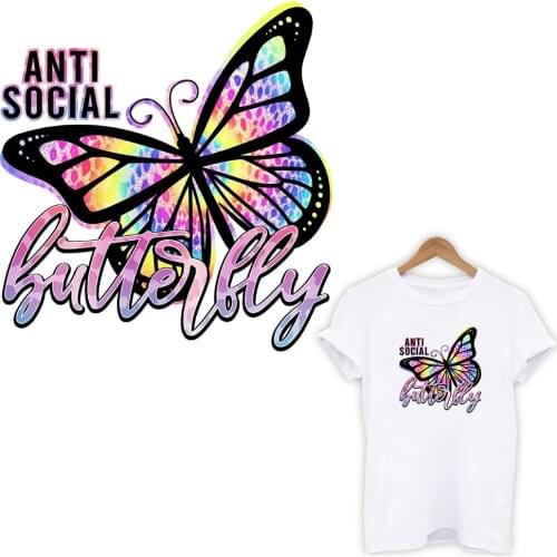 DIY Cartoon Butterfly Heat Transfer Sticker For Vogue Girl Clothing Patch 1 Piece. T486