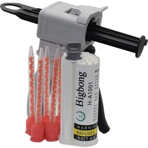 10:1 AB Glues Strong Adhesives 50ml Grey Glue Adhesive and 10:1 Caulking Gun 50ml AB Glue Gun with 5pc 10:1 Static Mixing Nozzle