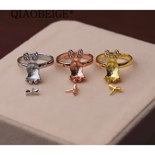 QIAOBEIGE 925 New Fashion Silver Cute Rabbit Shaped Party Ring for Woman Dropshipping Ring For Best Friend