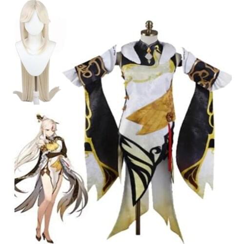 Game Genshin Impact Cosplay Costume Ningguang Venti Keqing Beidou Dresses Full Set Wig Accessories Halloween Costumes For Women