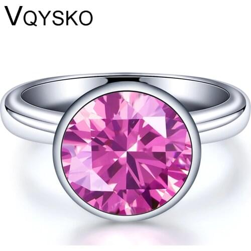 Fashion Brand Women Rings For Wedding Gift Wholesale Stainless Steel Pink Zircon Jewelry Female Party Ring With Top Quality