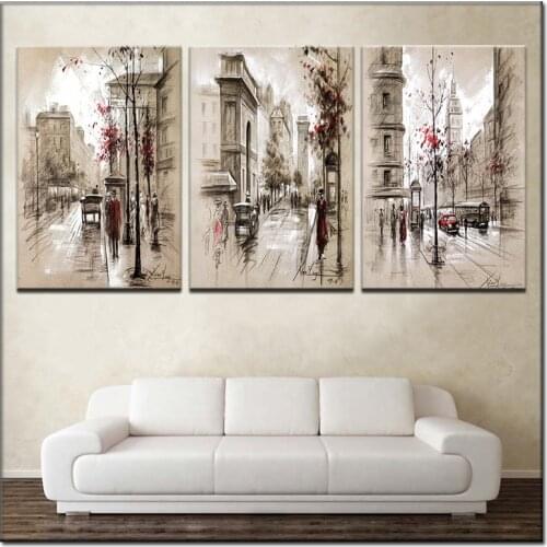 5d diy full square drill diamond embroidery vintage parlor British wind 3 panel set diamond painting cross stitch rhinestines