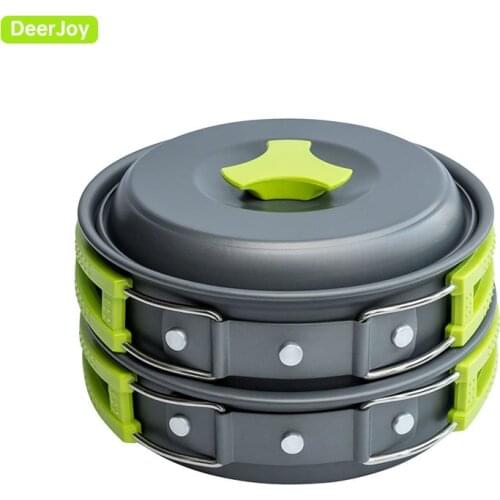 Camping Cookware Mess Kit Gear Camp Accessories Equipment Non-Stick Lightweight Pots and Pans Set for Camping Backpacking Picnic