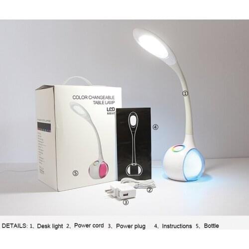 USB Rechargable Desk table Lamp 34pcs 3528 leds Eye-protect Touch Sensor switch colorful reading light DC 5V 5w