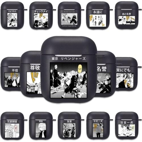 New Japanese Anime Tokyo Revengers Black Silicone Case for Airpods 1 2 Manjirou Sano Ken Ryuuguuji Soft Airpods Earphone Covers