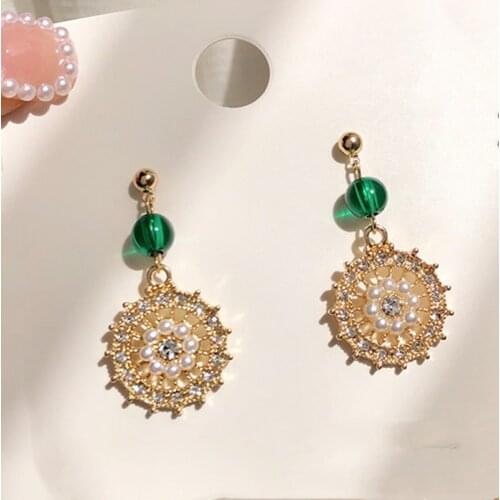 New crystal needle imitation pearl temperament high quality Red red earrings fashion wedding earrings jewelry Accessories