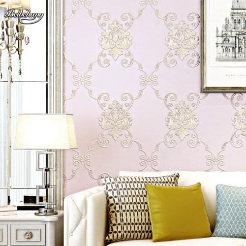 Beibehang Non-woven wallpaper 3D stereo fine pressure European style bedroom living room TV background wall full of wallpaper
