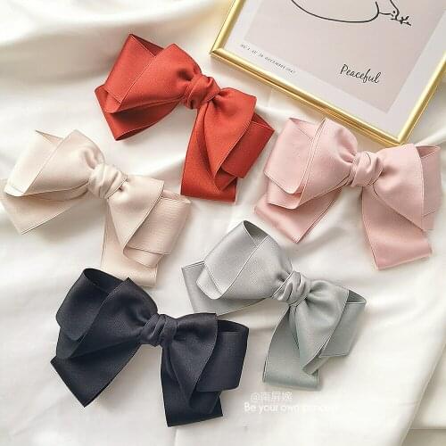 Sweet Solid Color Barrette Bow Hairpin For Woman Fashion Fabric Ribbon Hairgrips Girls Headwear Hair Accessories Birthday Party