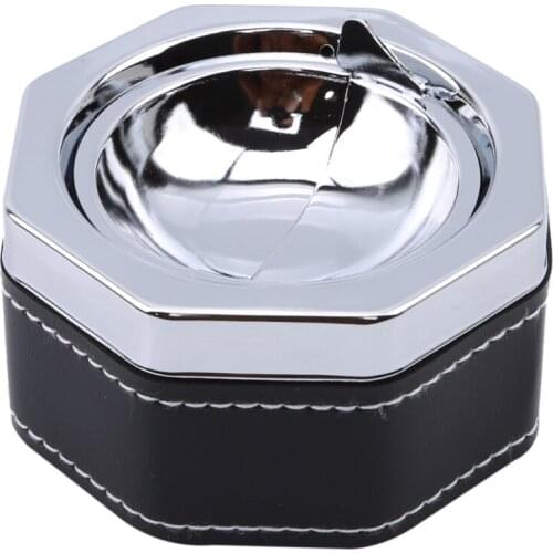 Portable Practical Household Metal Ashtray Rotating Black Sticky Skin Model Rotating Ordinary Cigarette Ashtray Push Smoking Set