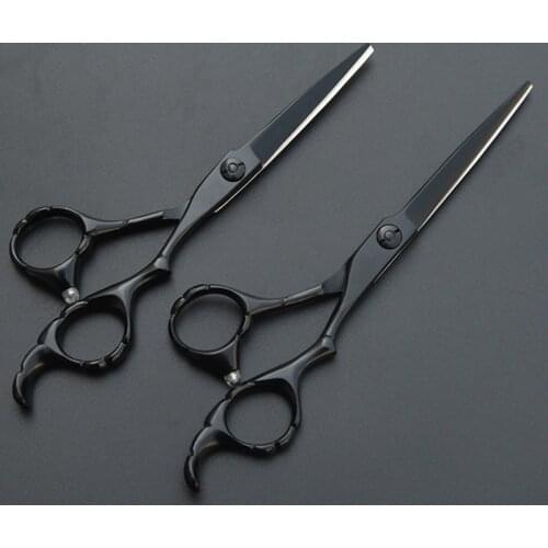 Professional Japan 440c 5.5 6 inch black hair scissors haircut scissor cut barber makas hair cutting shears hairdresser scissors