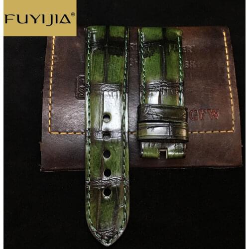FUYIJIA Genuine Alligator Watchbands Handmade Men Watch Band Custom Top Brand Retro Strap Crocodile Leather Belt 20MM 22MM 24MM