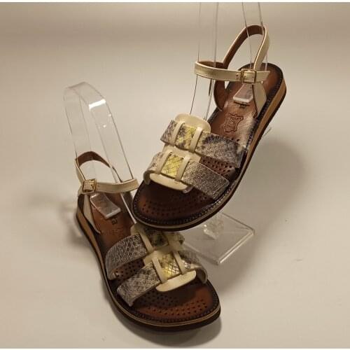 Women Genuine Leather Beige Sandals Spring Summer Beach Shoes Fashion Lightweight Comfortable Design Orange Snake Print Flat