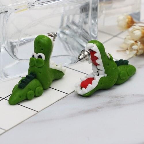 MXME Cute Soft Clay Ear Studs Suitable for Women and Girls 3D Piranha Animal Earrings