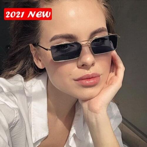 Double Bridge Square Women Sunglasses Alloy Metal Small Frame Clear Sun Glasses Men Vintage Chic Shades Red Yellow