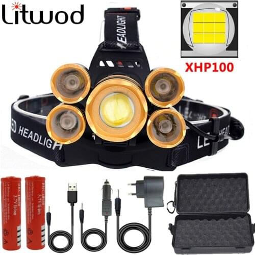IR Sensor Led Headlamp Headlight Lantern Bulbs 2x 18650 Battery Zoom XM-L T6 Waterpfoof Litwod Head Flashlight Lamp
