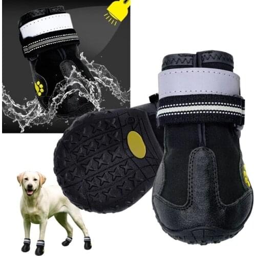 Reflective Dog Shoes Socks Winter Dog Boots Footwear Rain Wear Non-Slip Anti Skid Pet Shoes for Medium Large Dogs Pitbull